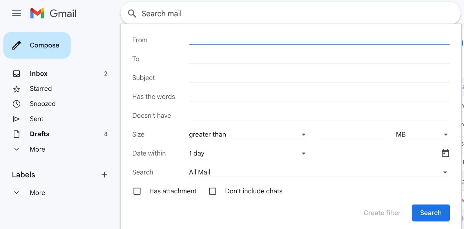 advanced filter gmail