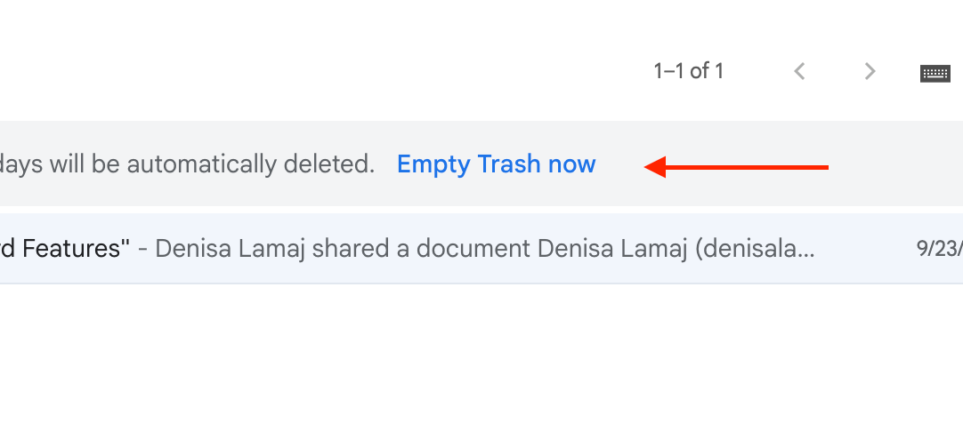 empty trash now gmail