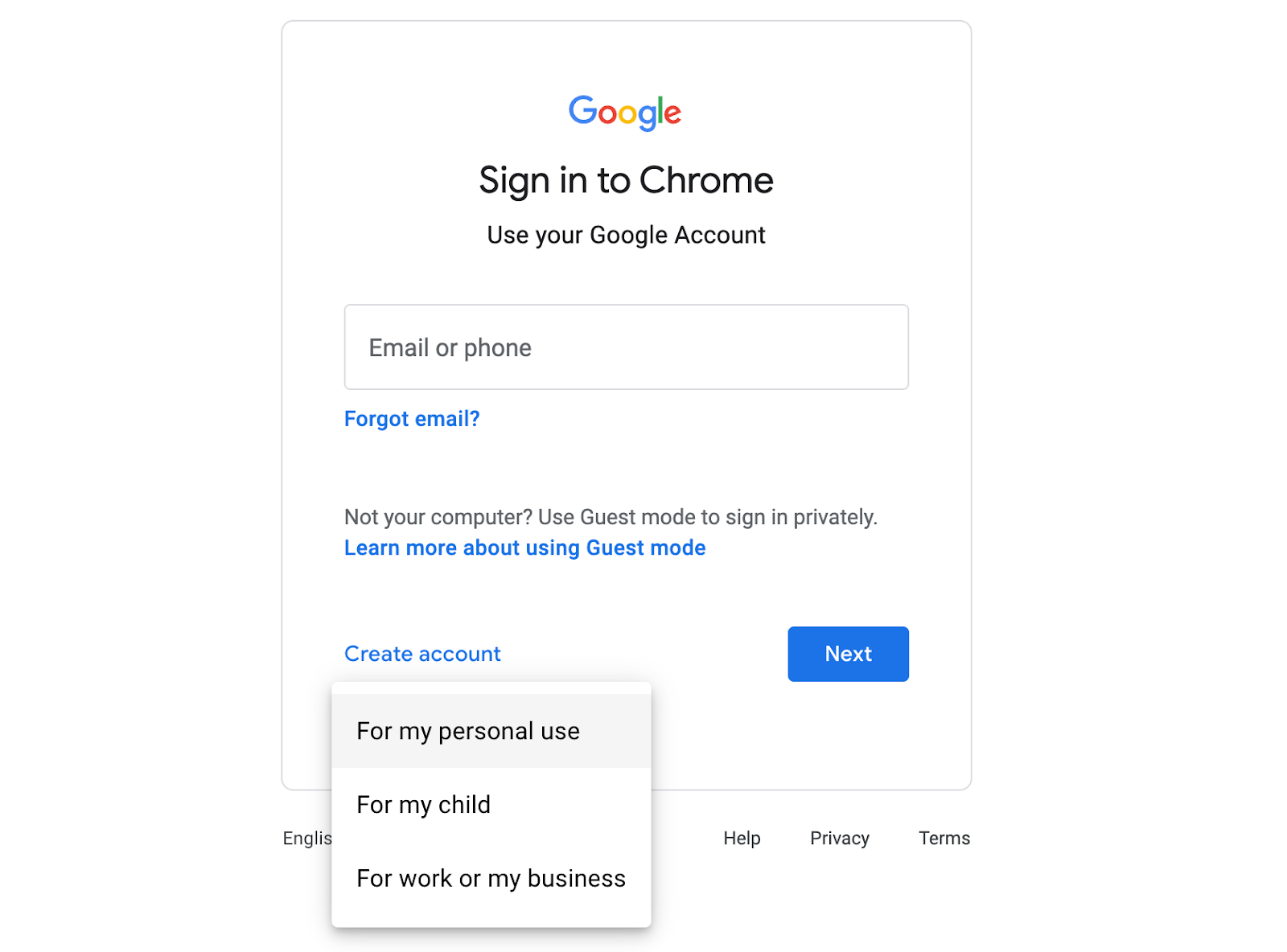 sign in chrome profile