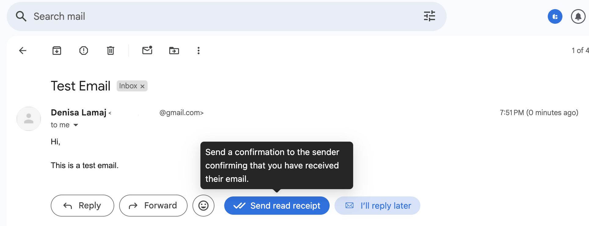 Send read receipt gmail