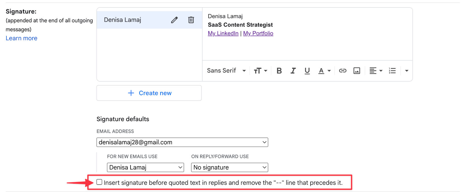 Uncheck the Quoted Text Option gmail