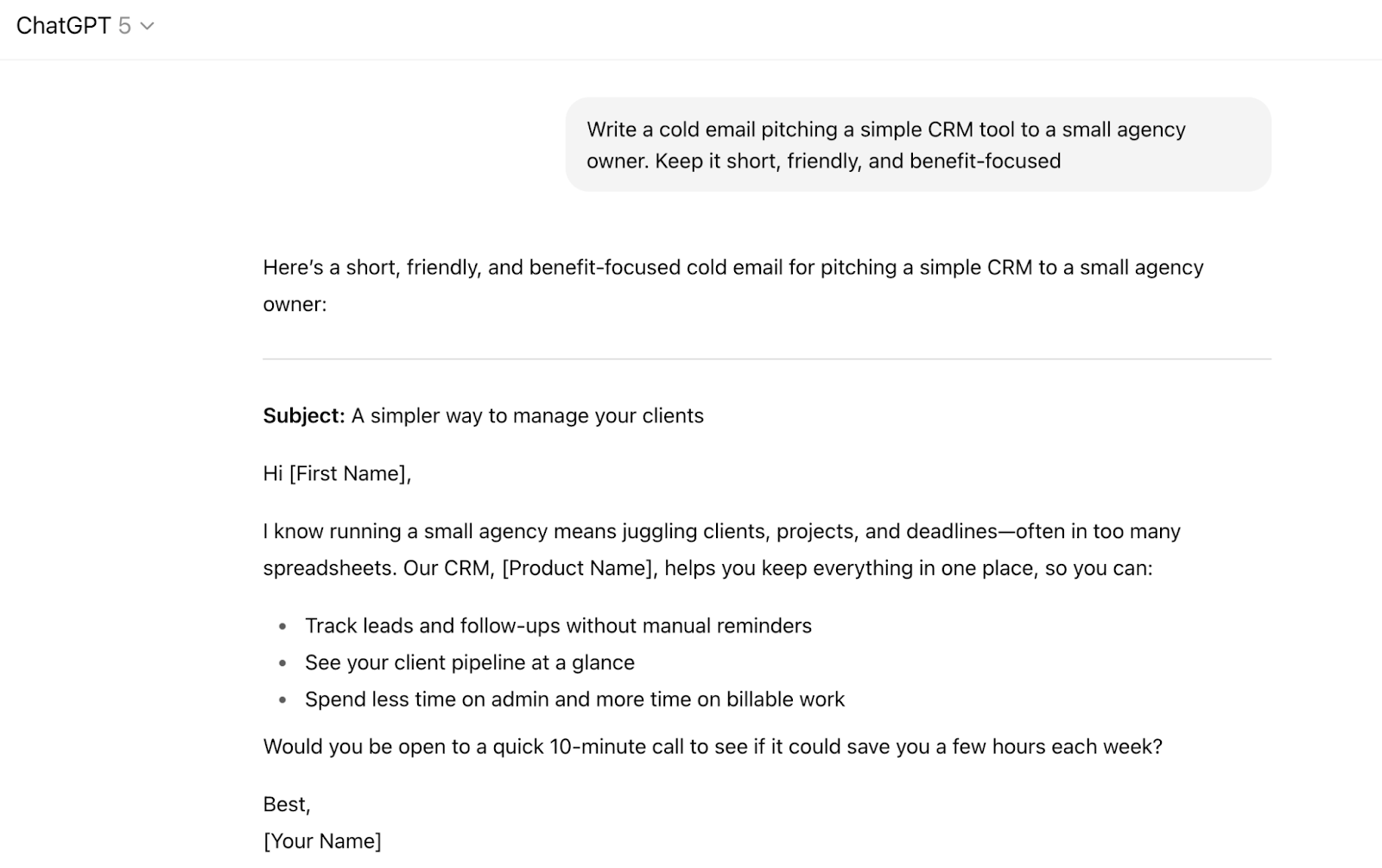 chatgpt 5 writing cold emails