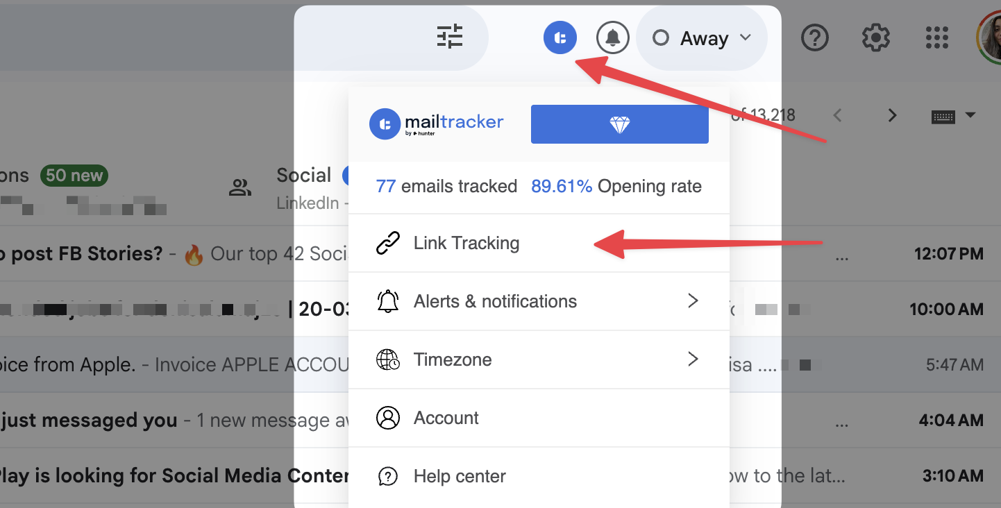 Mailtracker: track link clicks