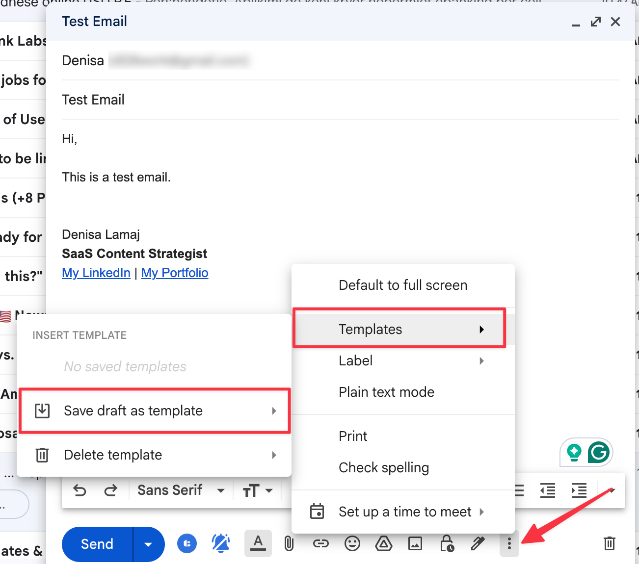gmail compose email template