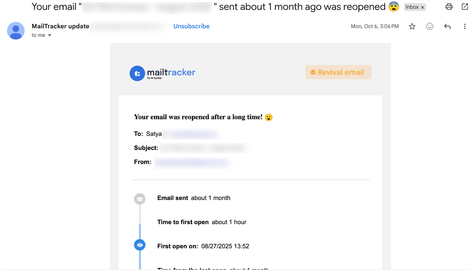 reopend email mailtracker alert