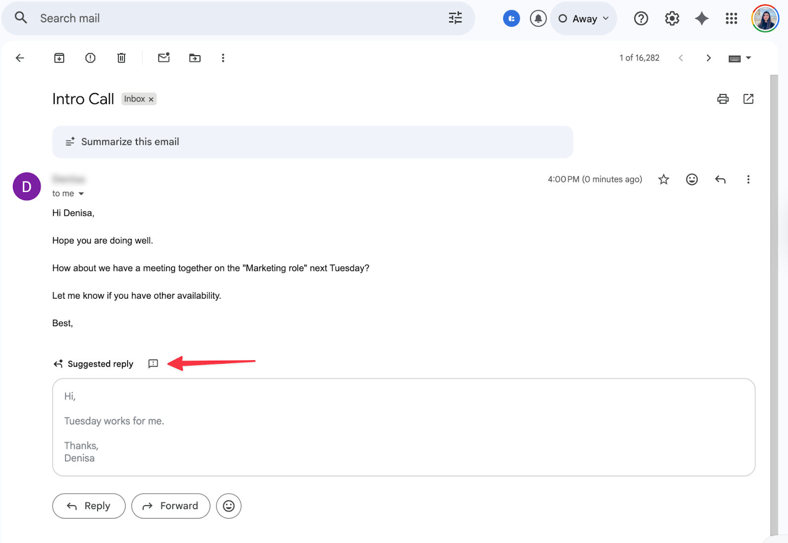 Gemini in Gmail’s Suggested Reply