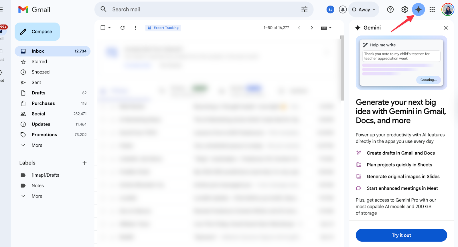 gemini in gmail to write emails