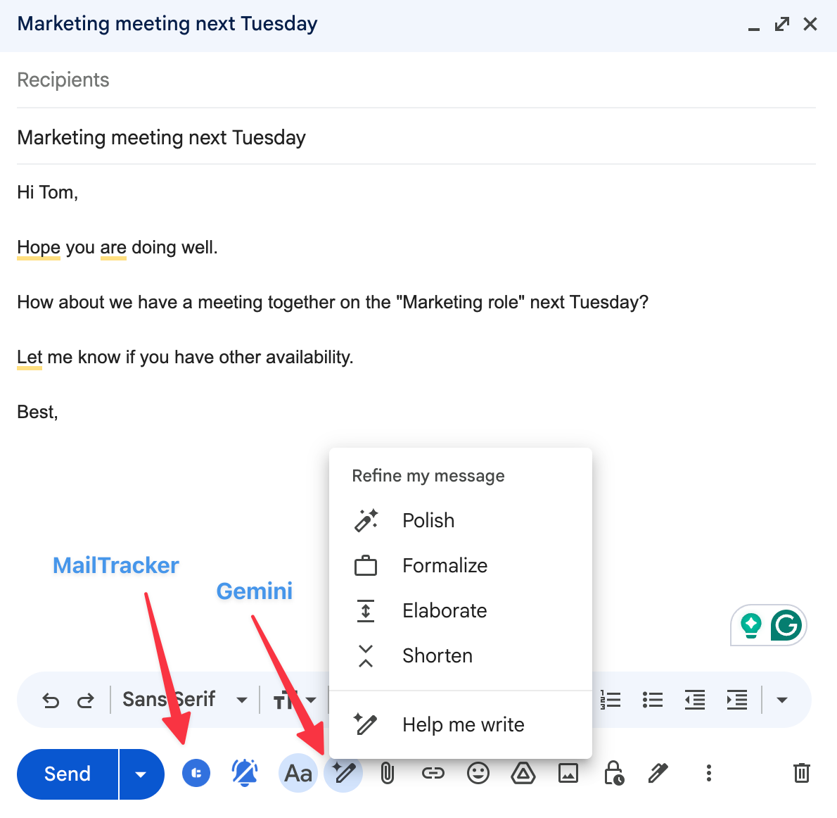 Personalize Your Follow-Up Draft with Gemini Rewrite Tools