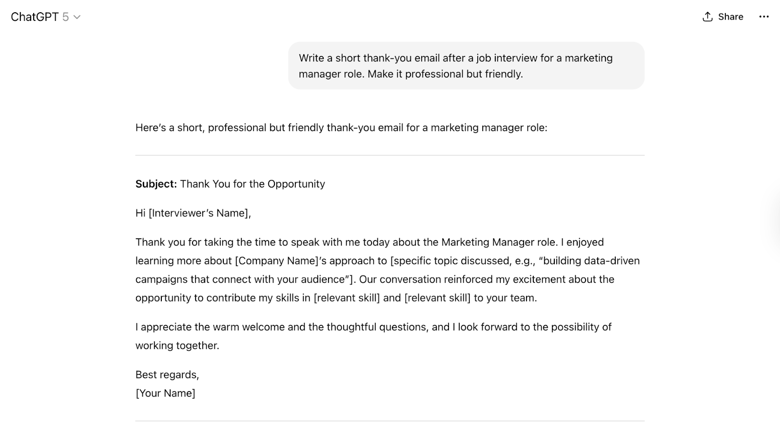 chatgpt email prompt
