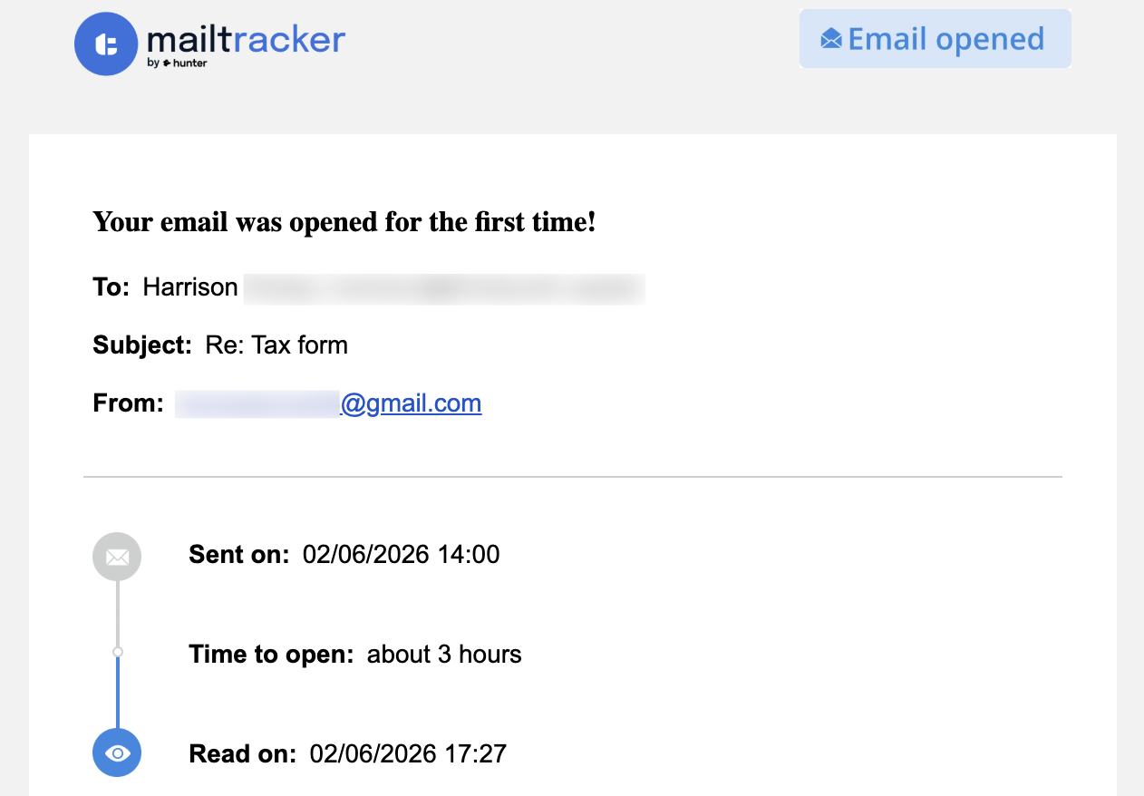 email opened with mailtracker