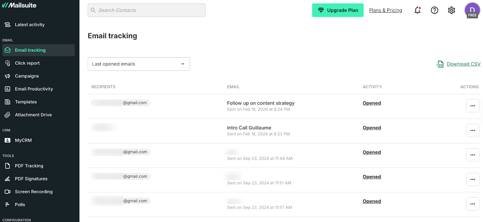 email tracking dashboard mailsuite