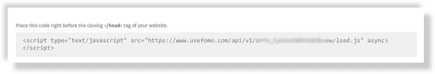 fomo installed with one line of code