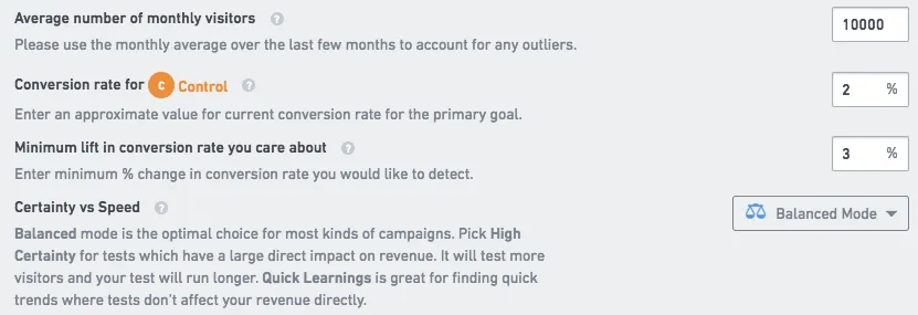 vwo goal duration settings