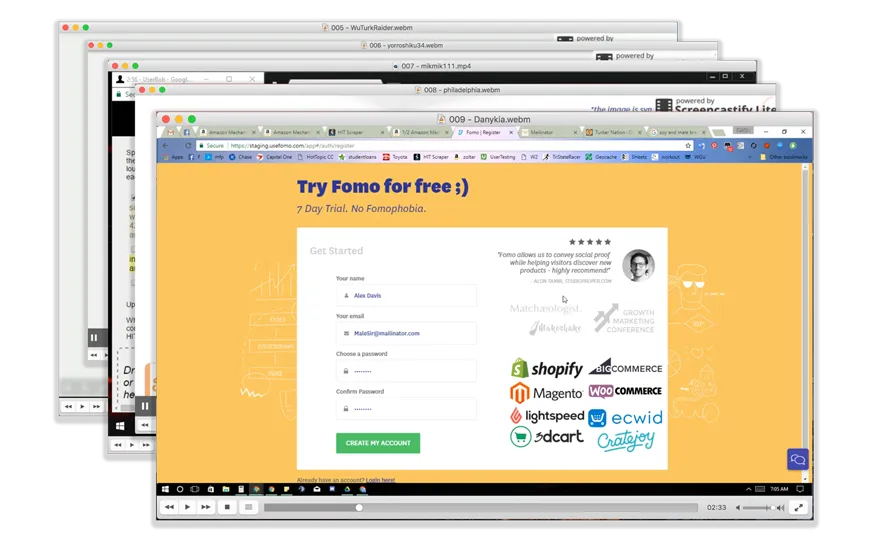fomo user test videos
