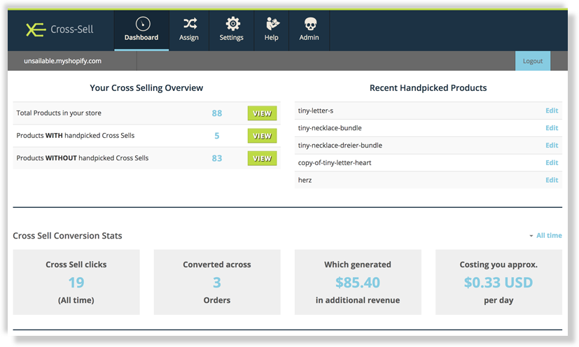 Cross Sell legacy dashboard