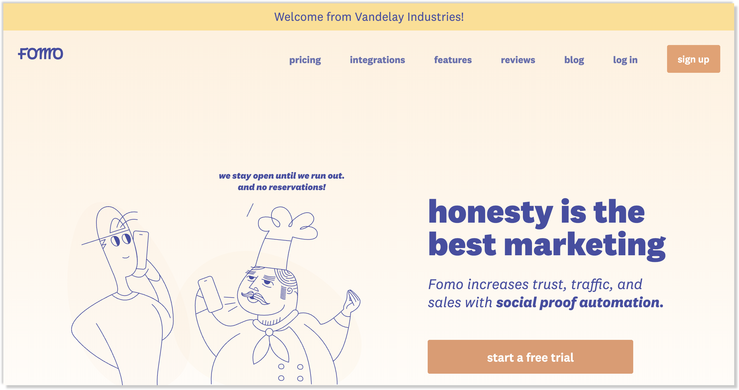 powered by landing page example