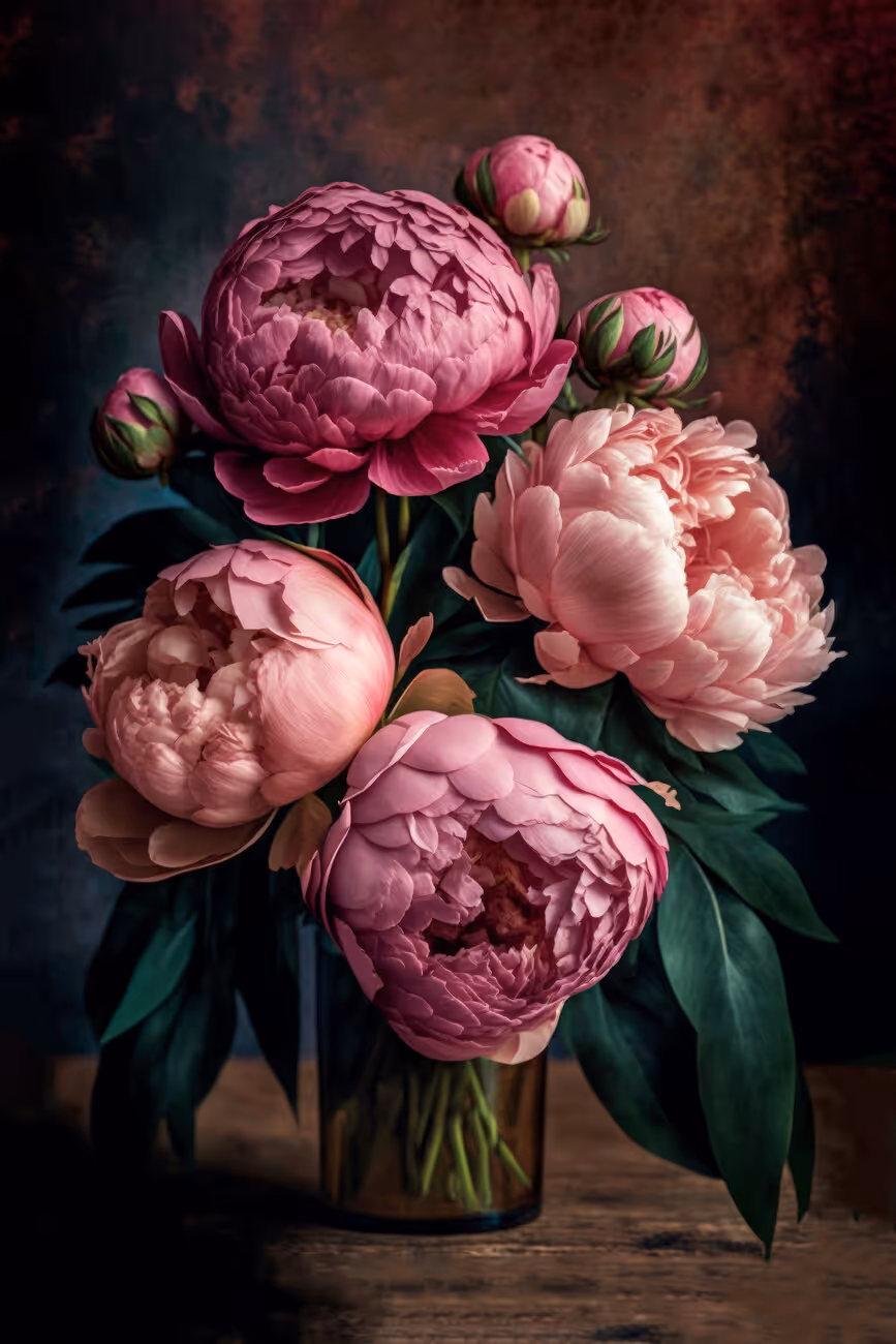 pink peonies