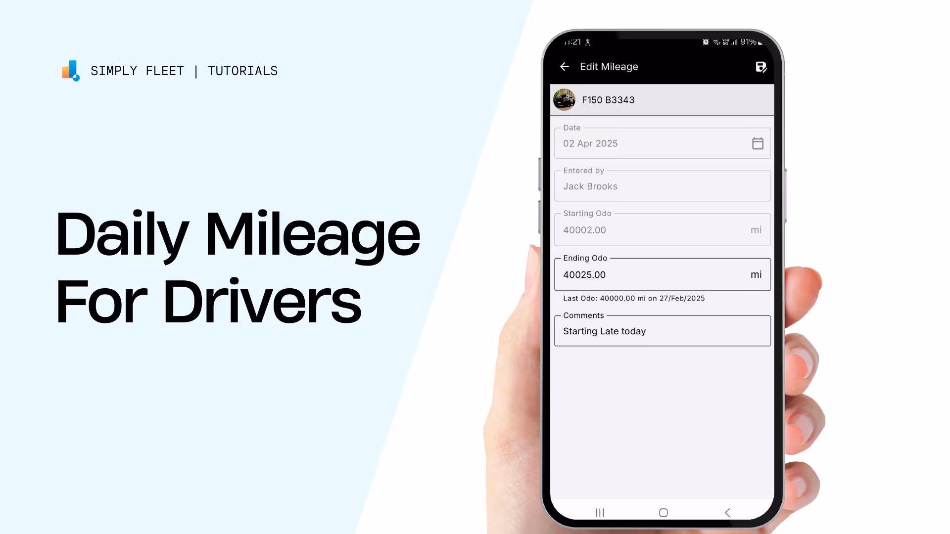 How Drivers Can Log Daily Mileage in Simply Fleet App