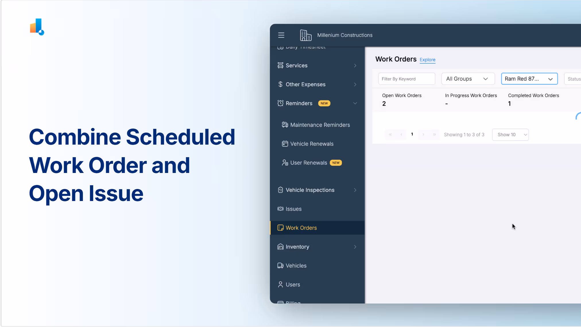 Combine Scheduled Work Orders and Open Issues in Simply Fleet