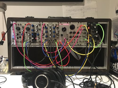 a modular synth with lots of wires