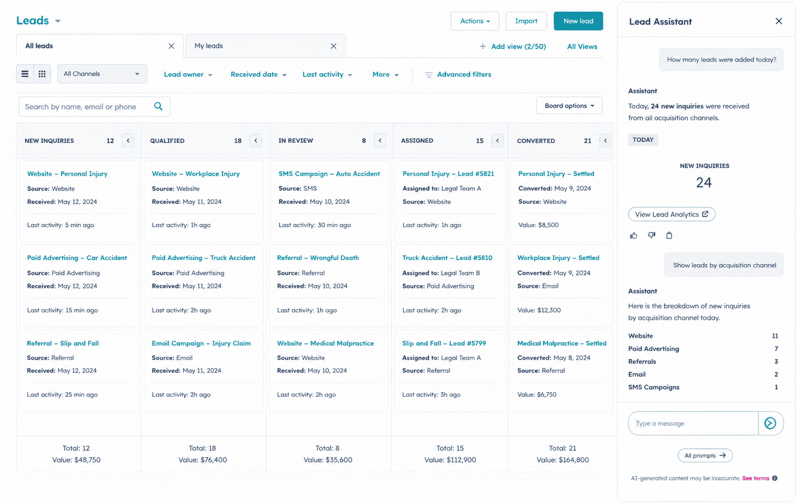 Lead management platform for companies looking to bring lead qualification, routing, and assessment under one roof.