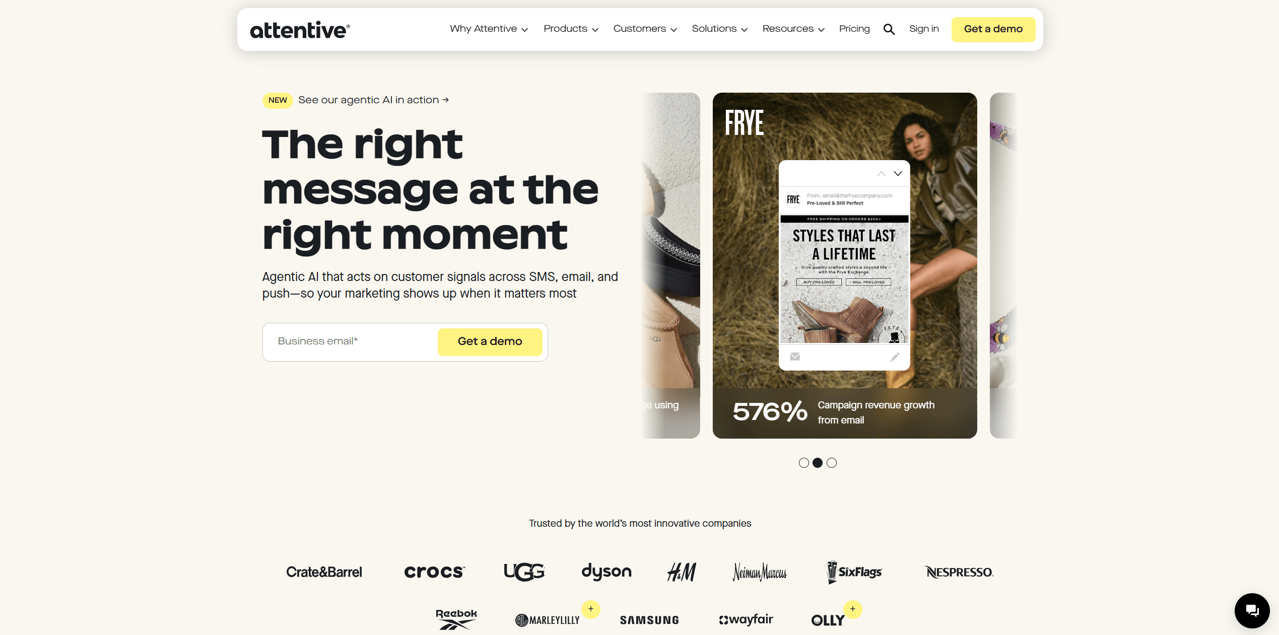 Attentive is an texting service for high-volume marketing for enterprises