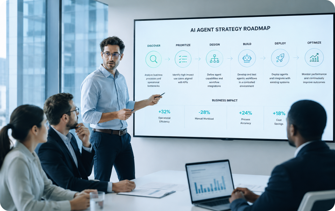 Agentic AI consulting for business leaders to define high-impact strategic automation roadmaps.