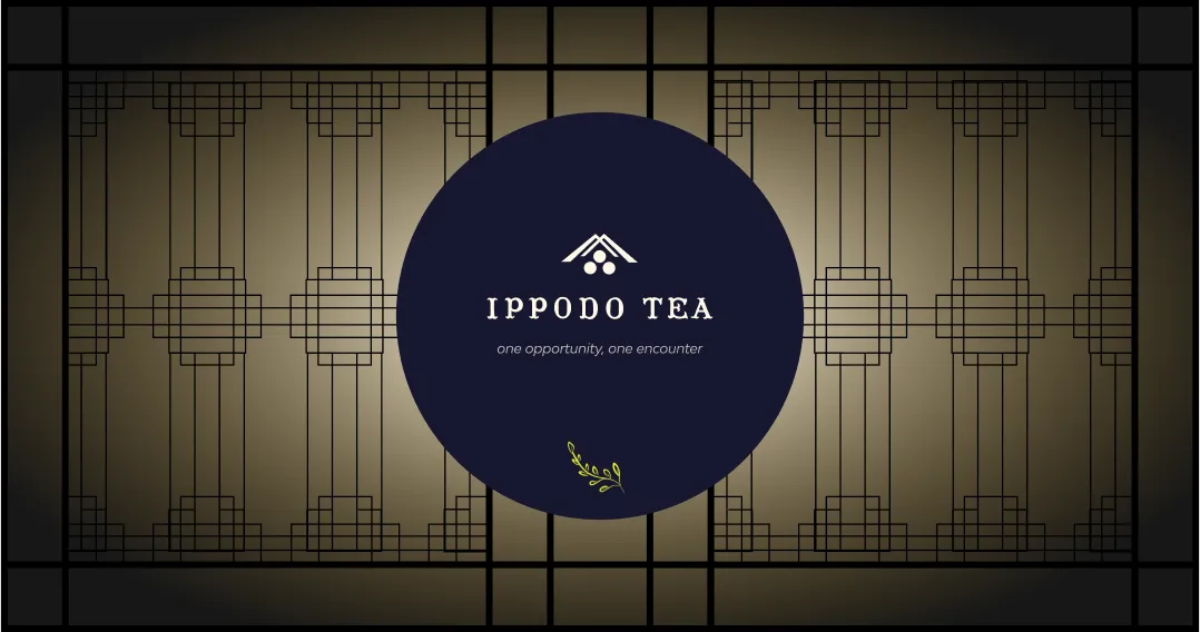 Loading screen that looks like a tea house traditional door, with Ippodo's name and welcoming message in the center.