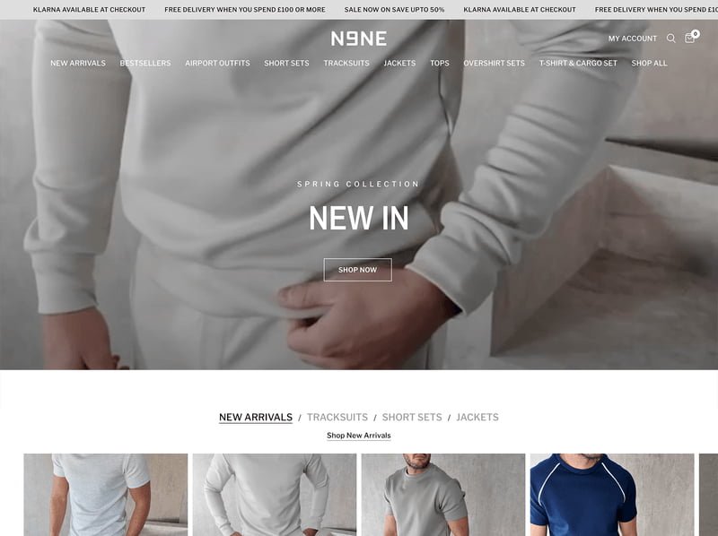 website mockup for n9ne clothing