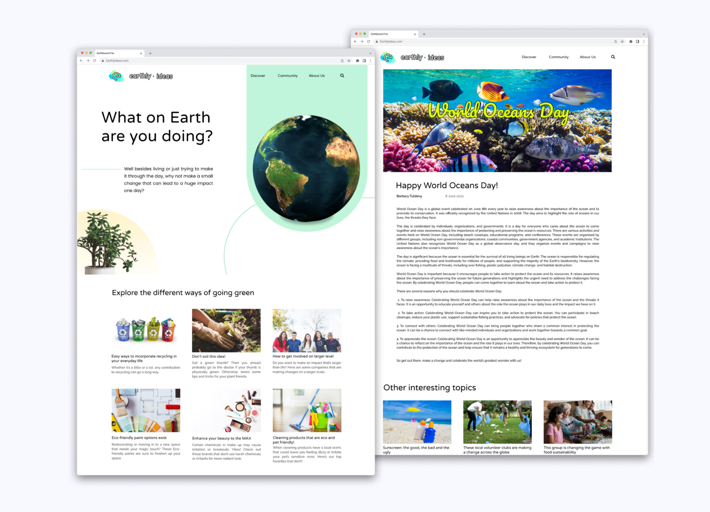 Final Mockups of Earthly Ideas 