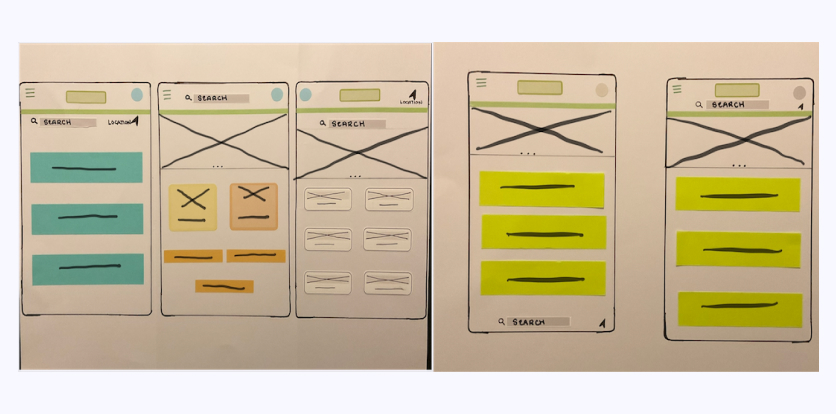 Paper wireframe sketches