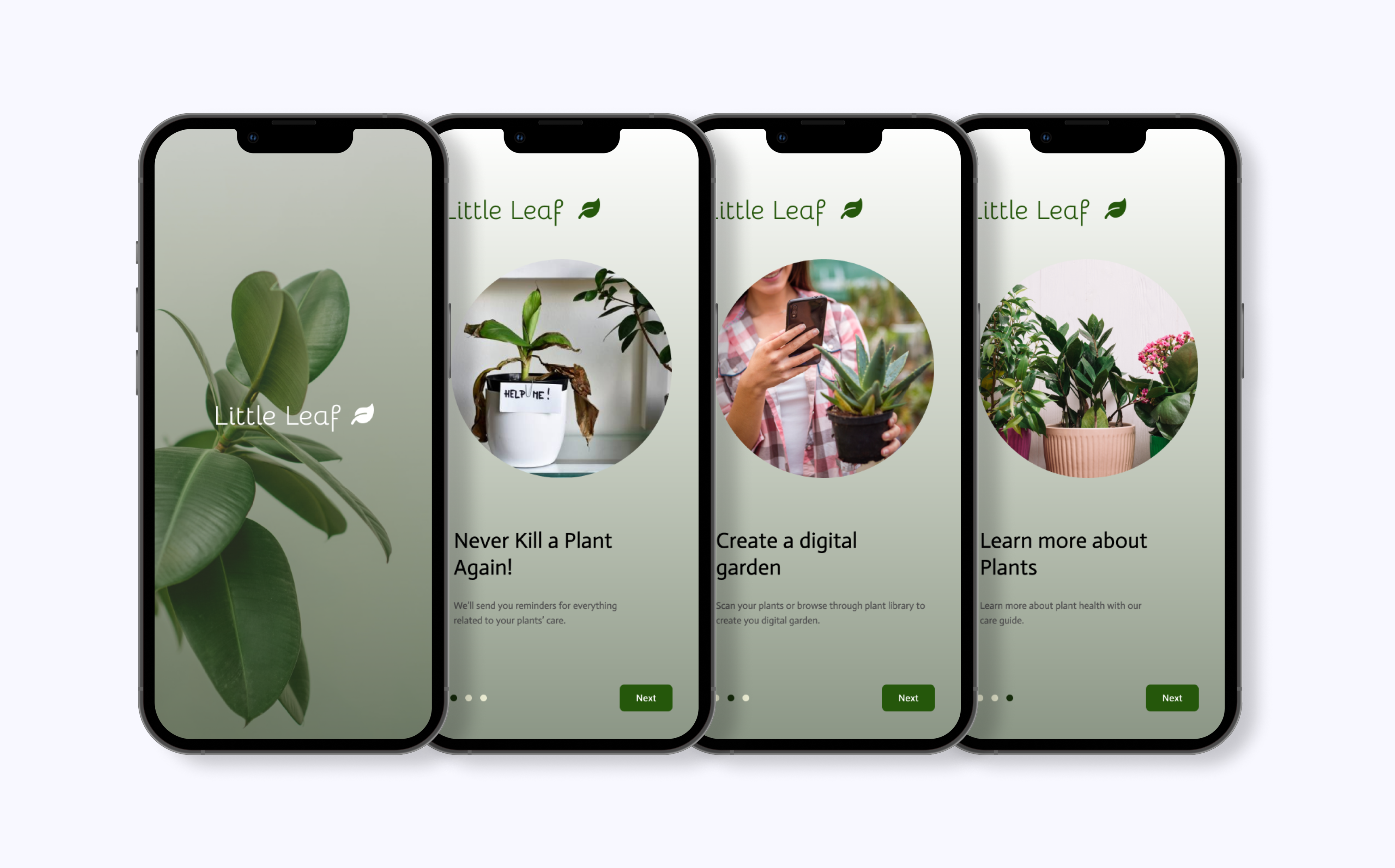 Little Leaf onboarding screens