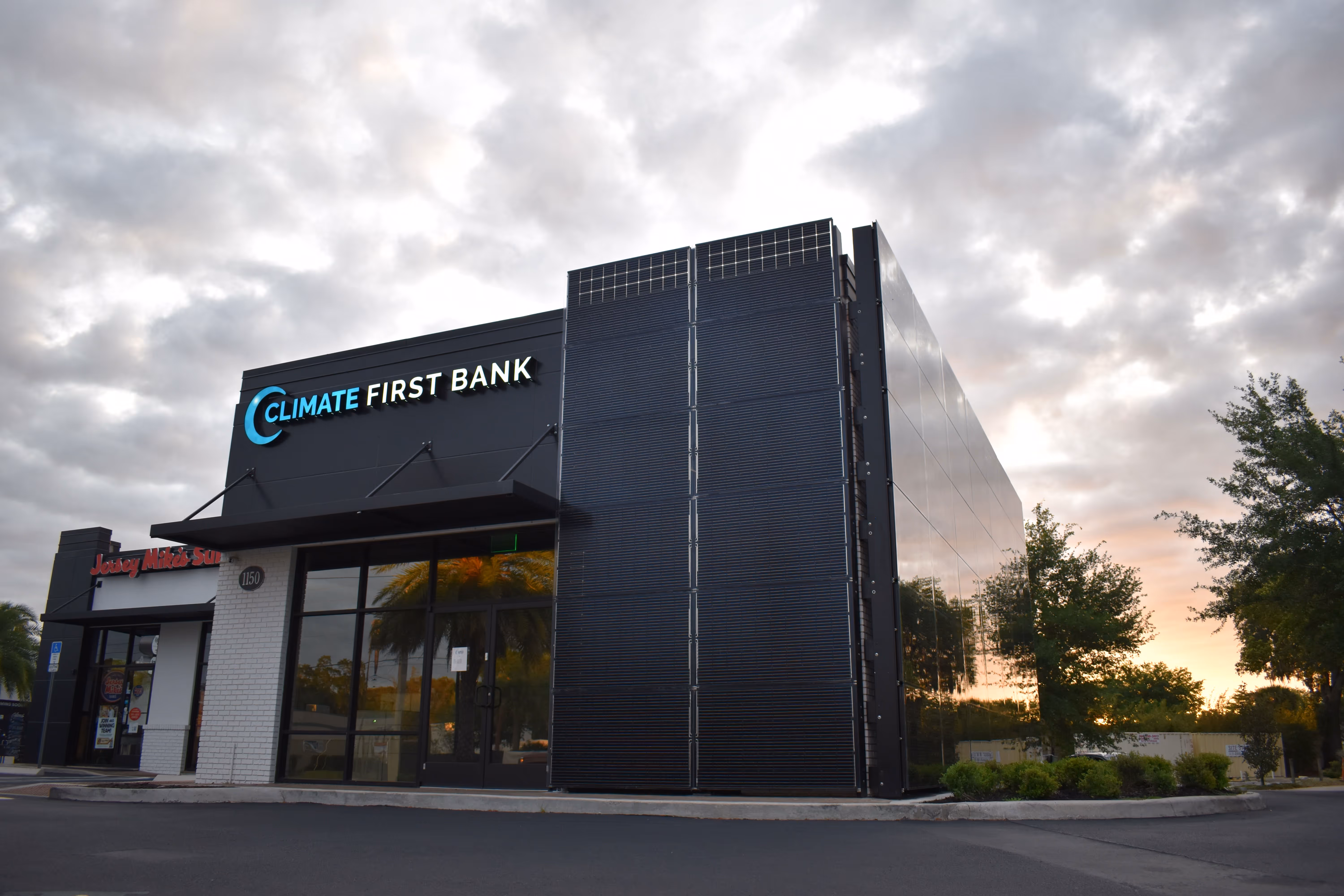 An exterior shot of Climate First Bank
