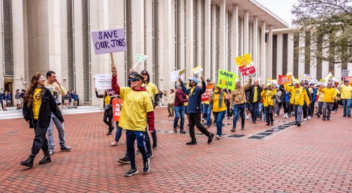A group of people protesting.