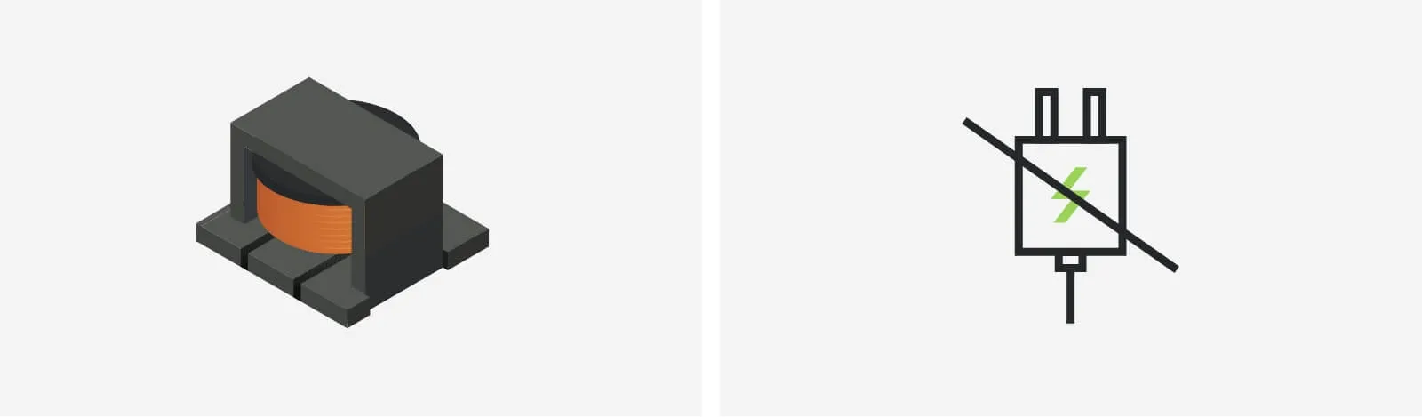 (Left) audio inductor. (Right) no need for external power supplies