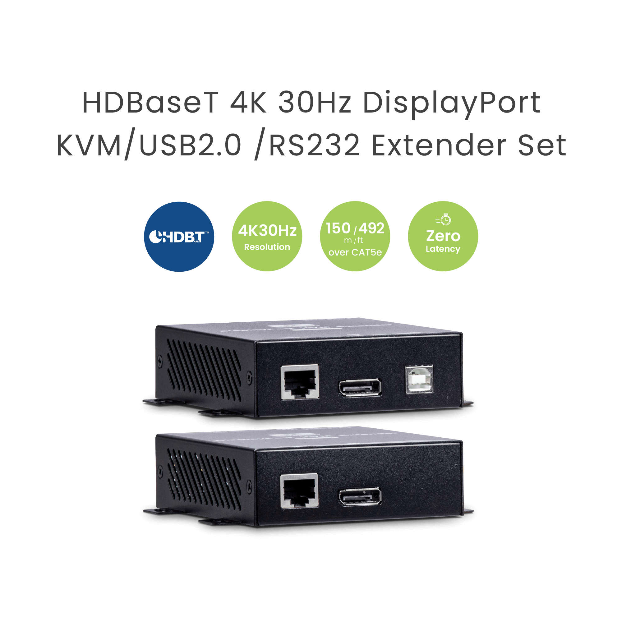 4K DisplayPort KVM with USB CAT5e Extender 150M