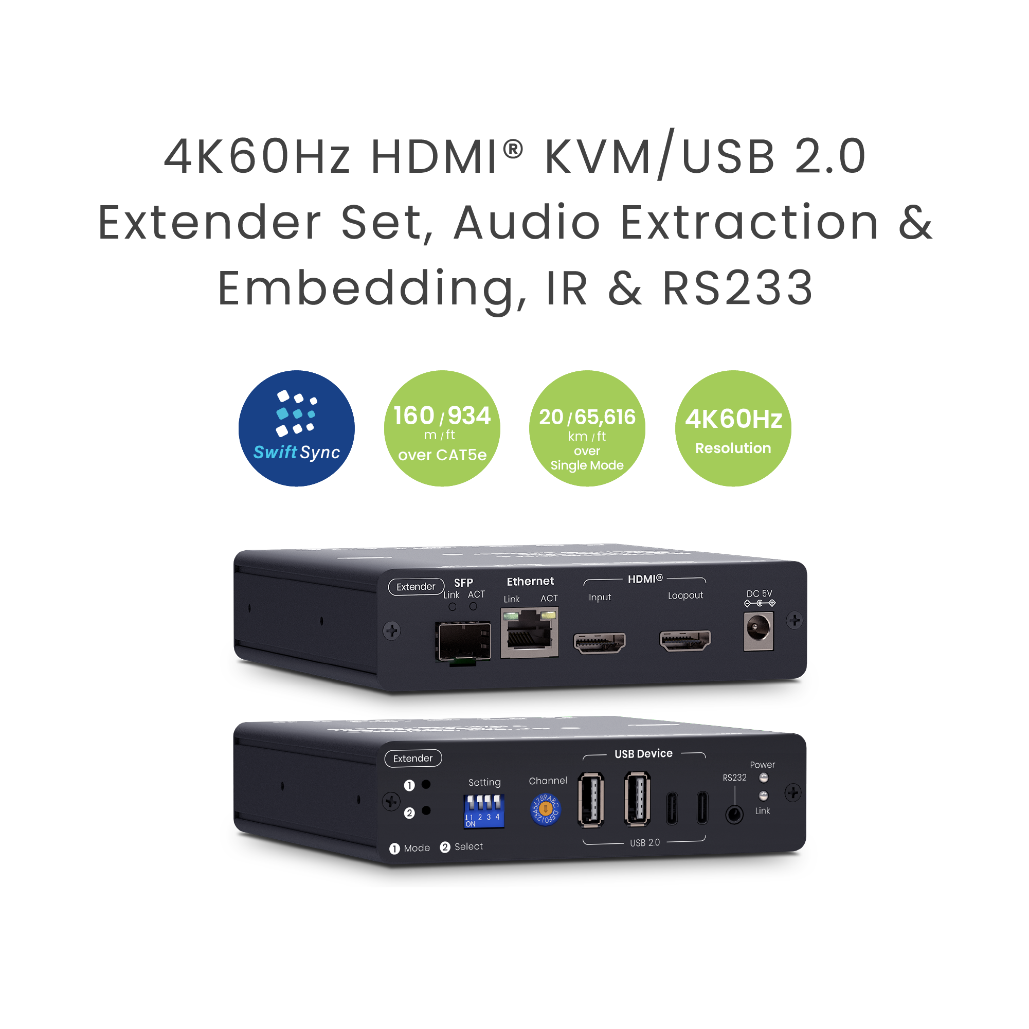 4K60Hz HDMI KVM Extender over Cat5e/Fiber