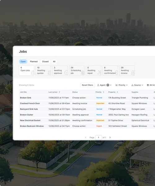 TapiHQ Maintain page focused on tracking job progress and history.