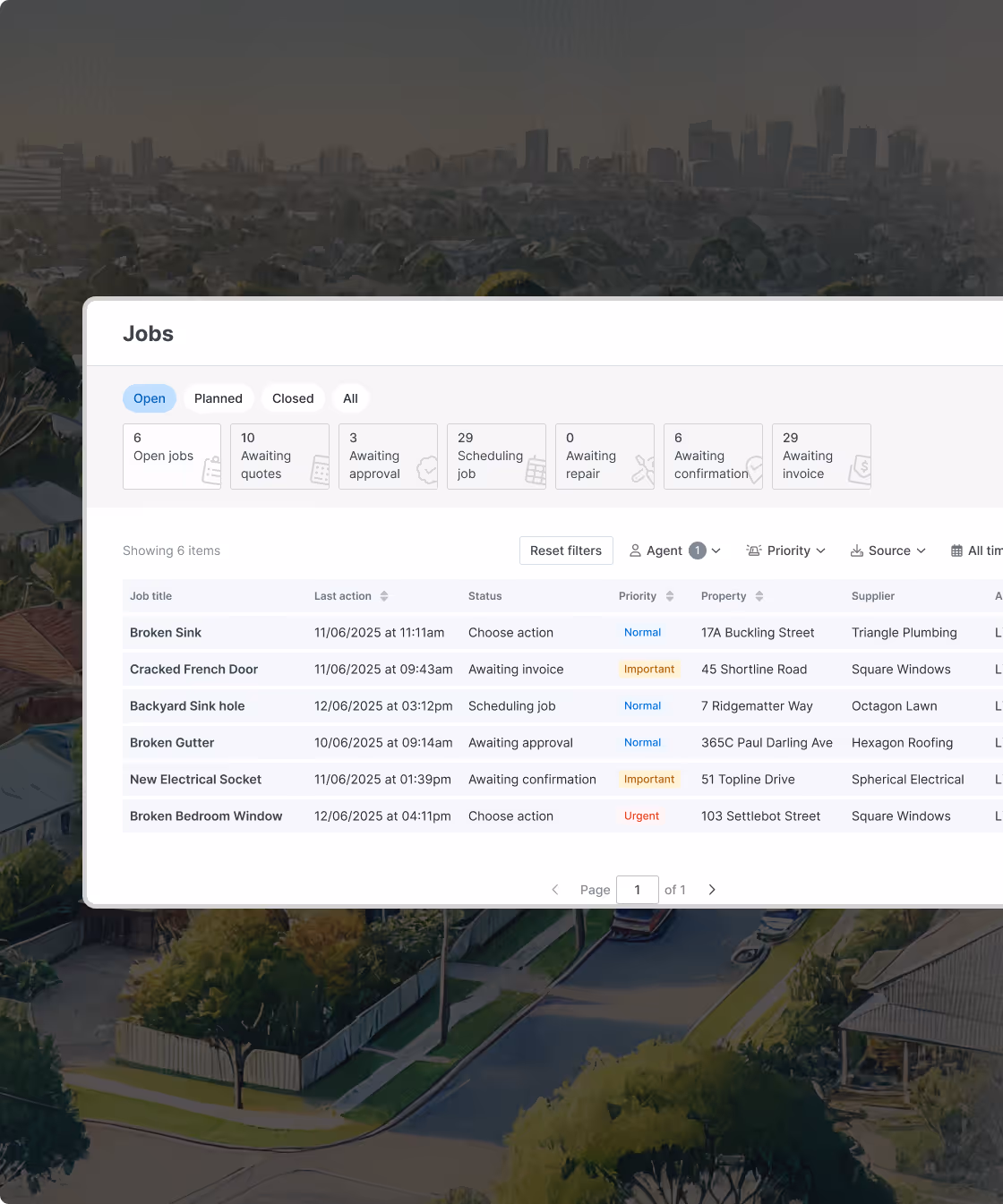 TapiHQ Maintain page focused on tracking job progress and history.