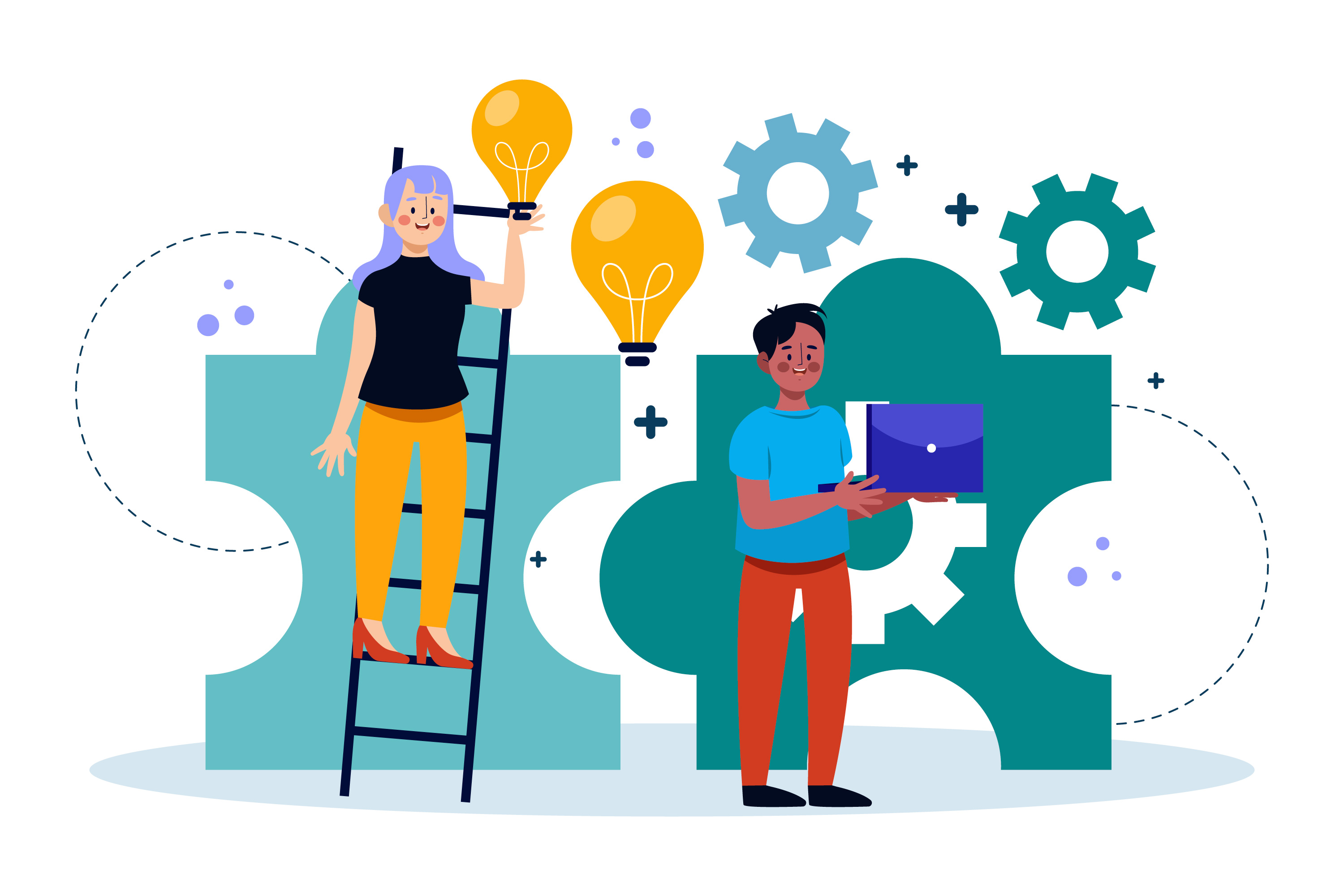 illustration of team work and problem solving