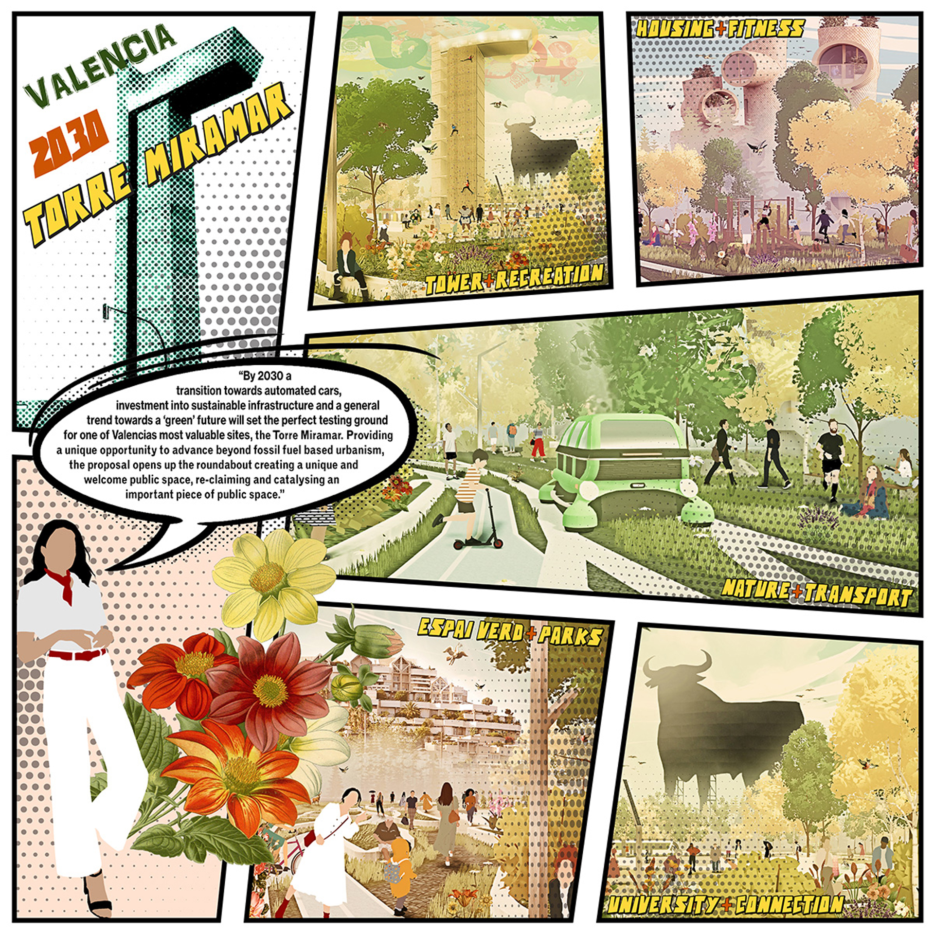 Introduction board for Valencia 360°, a 360 image visualisation of Valencia in 2030 for World Design Capital Valencia.