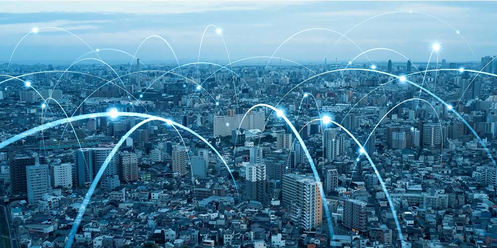 Graphic showing multiple points connecting places