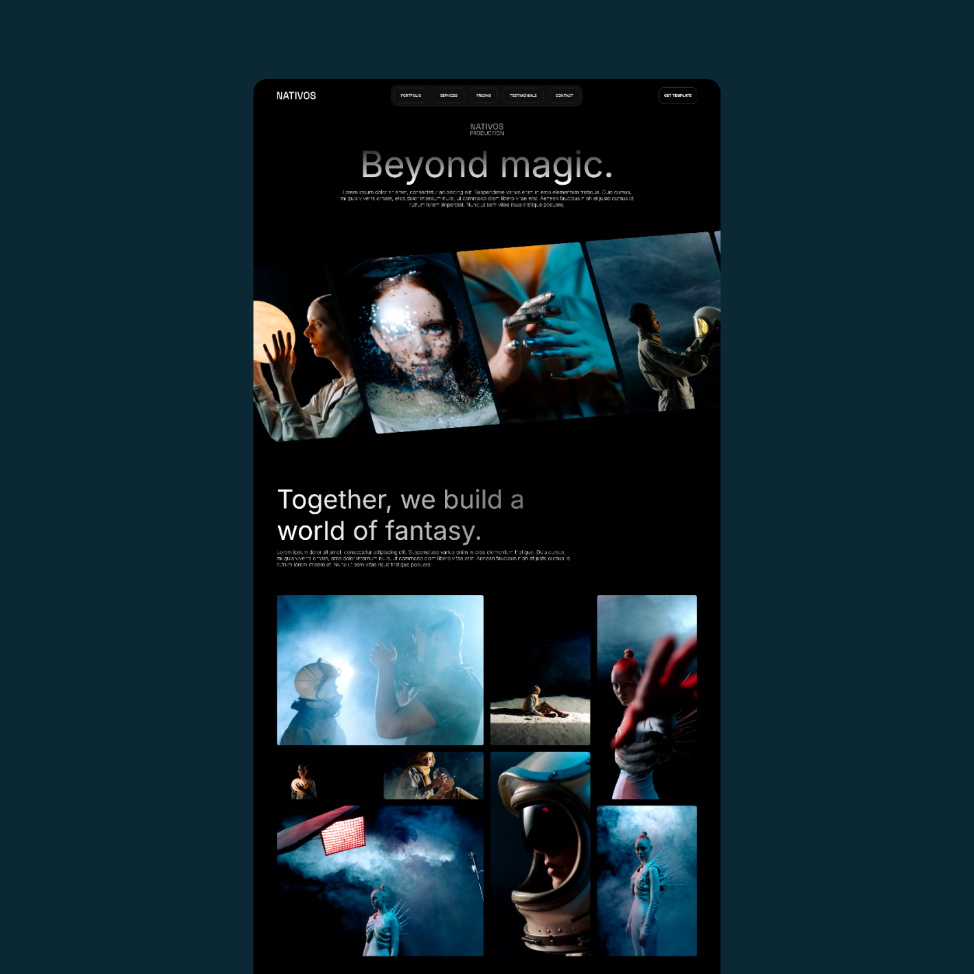 Webflow template overview.