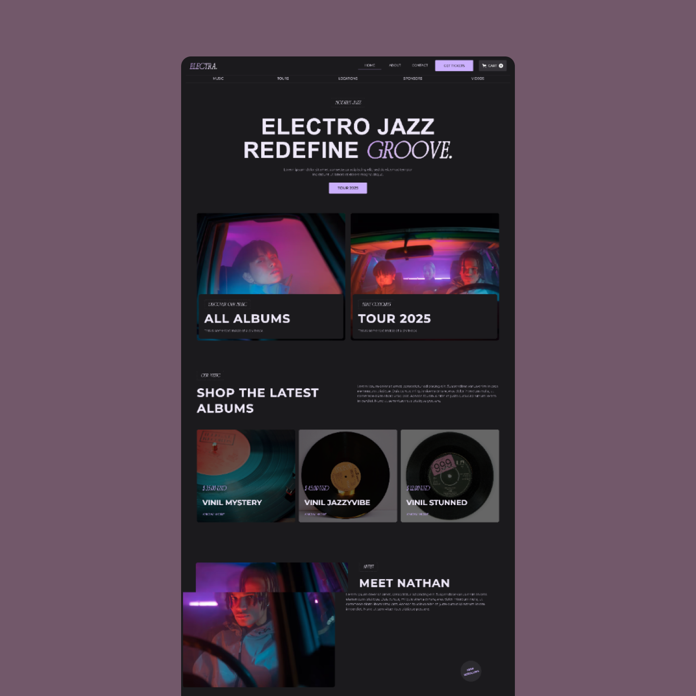 Webflow template overview.