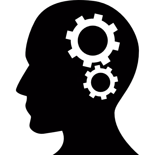 Head with cogwheel icon