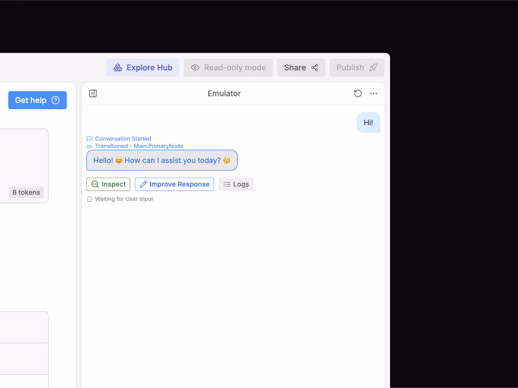 UI of emulator in Botpress Studio