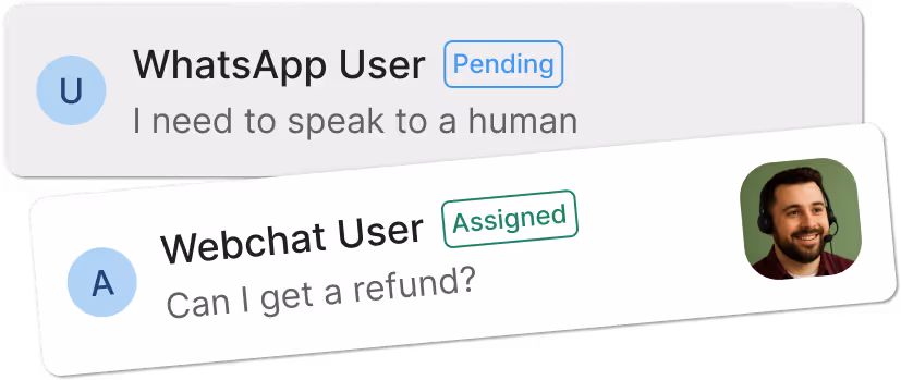 L'interfaccia di assegnazione delle conversazioni agli umani corrispondenti in Botpress Human Handoff