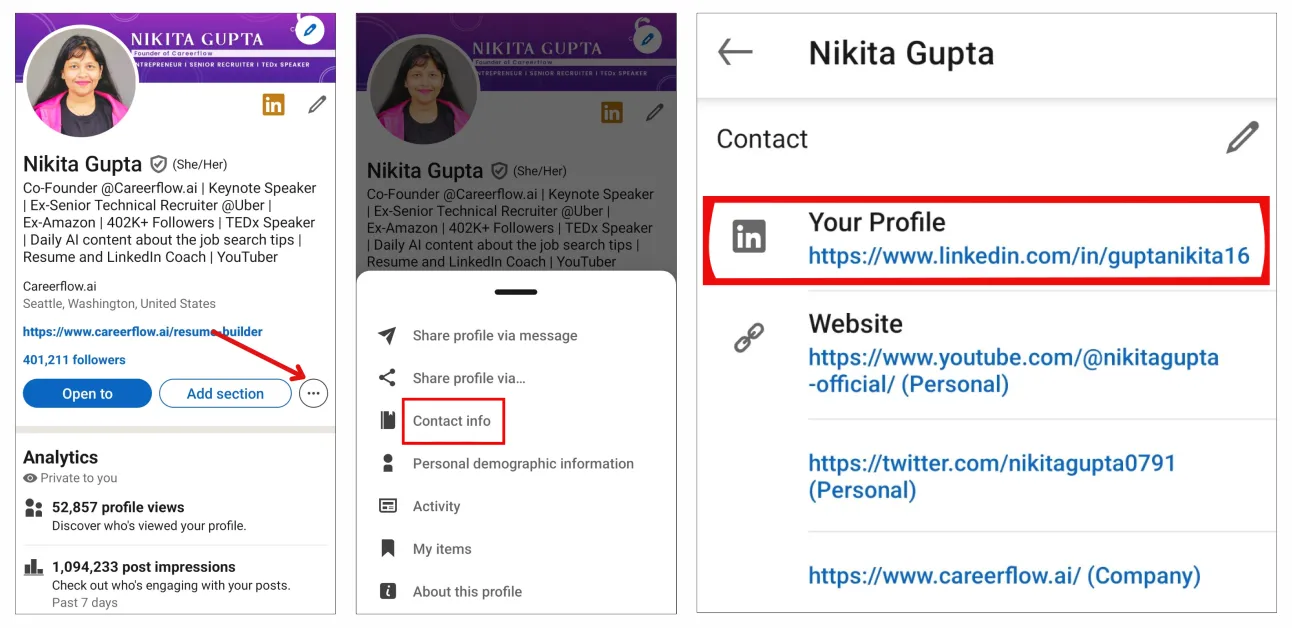 how to find your linkedin URL on mobile
