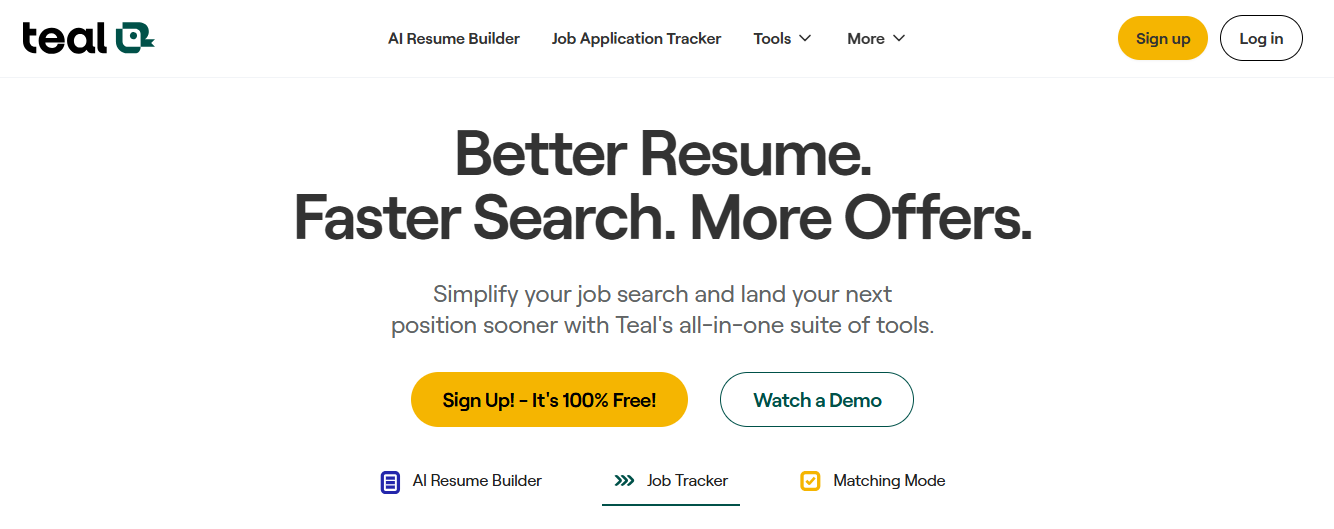 Screenshot of the Teal platform's website
