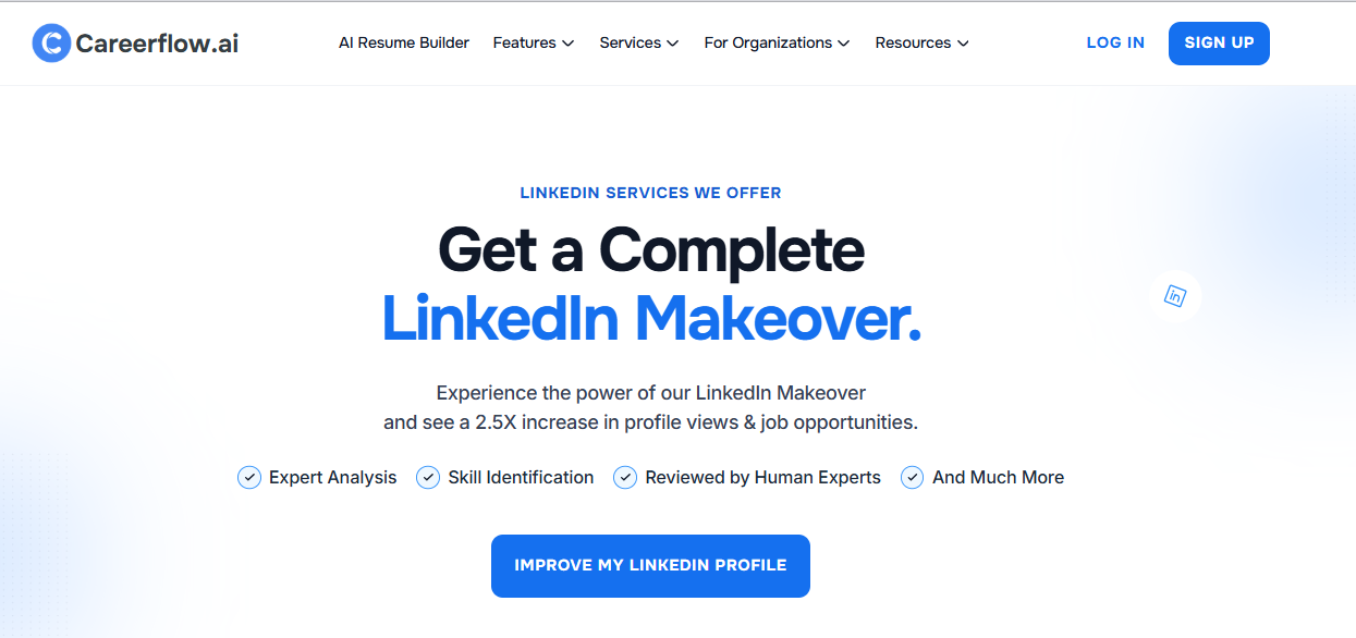 Careerflow's LinkedIn Makeover service